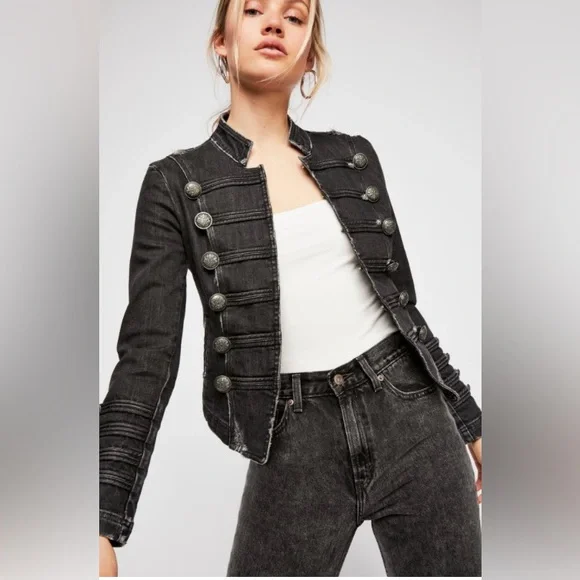 Free People Jackets Coats Free People Military Style Black